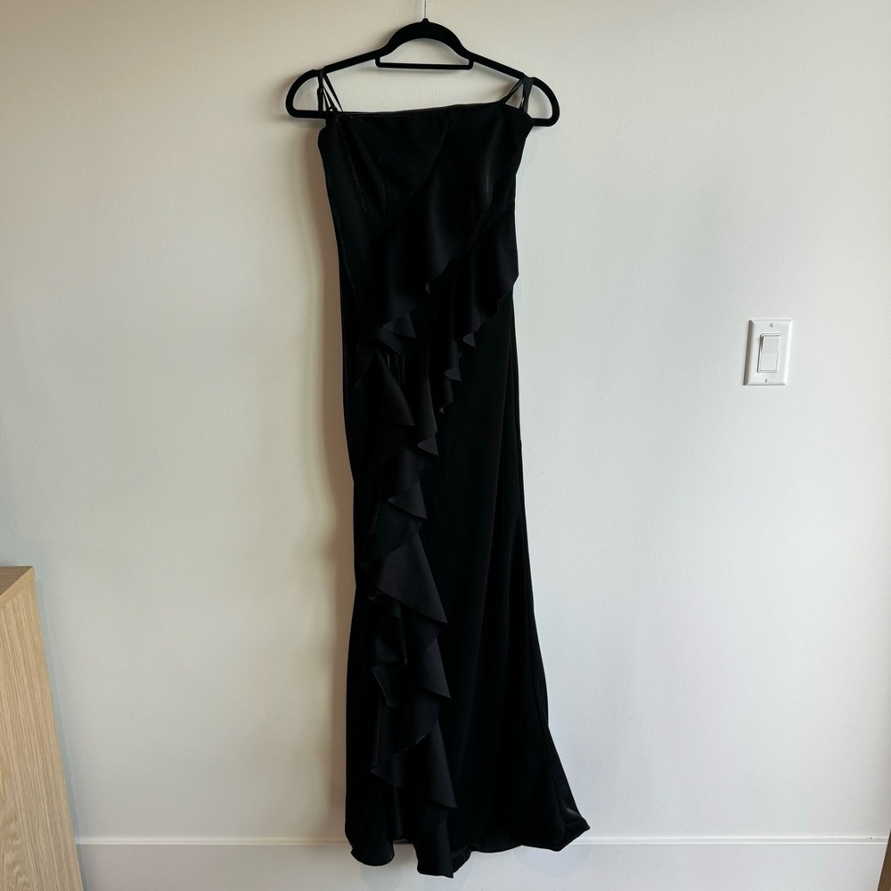 NWT Jay Godfrey Black Steele Shimmer Crepe Strapless Gown Size 6 - Picture 5 of 15